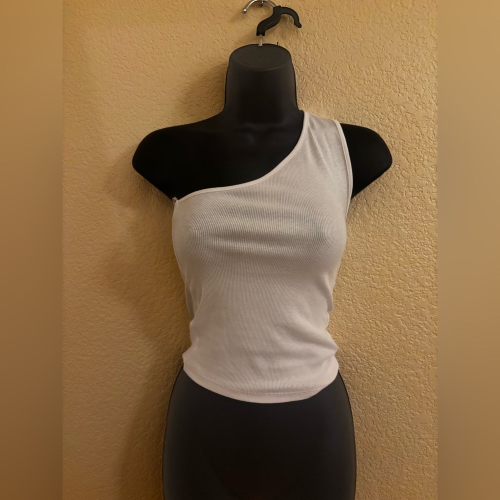 Madewell White Asymmetrical Sleeveless Tank Top
